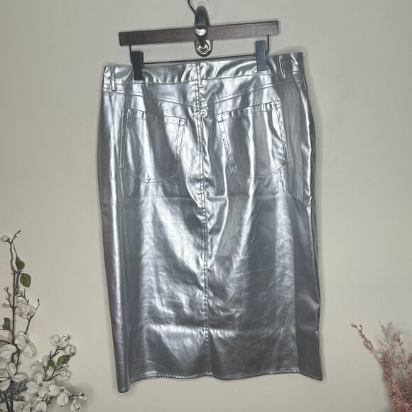 Anthropologie Silver Pencil Skirt - Picture 4 of 6